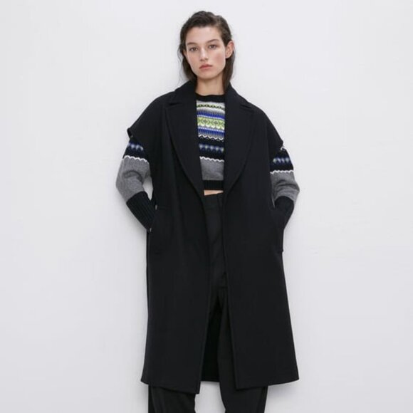 ZARA NEW WOMAN JACQUARD KNIT SWEATER PUFF SLEEVES CROPPED - SIZE L - Picture 7 of 7